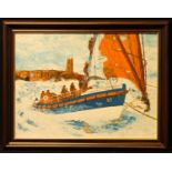 Impressionist School RNLI Lifeboat oil on board, 44cm x 59cm