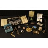 Costume Jewellery - a Blue John necklace; a ballerina brooch; a hummingbird brooch, boxed; a