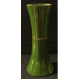 A large Lovatt's Langley waisted cylindrical vase, possibly a shop display, green glaze, 51cm
