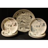 Retro Ceramics - a set of four Barker Bros. Fiesta side plates; another set similar; a Ridgway