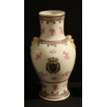 A French Sampson-type vase, in the Chinese Export famille rose taste, painted with an armorial, 41cm