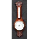 A Victorian style mahogany aneroid barometer, c.1910, 79.5cm high