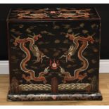 A Chinese table-top cabinet, in the Great Qing Shanxi taste, flush rectangular top above a removable