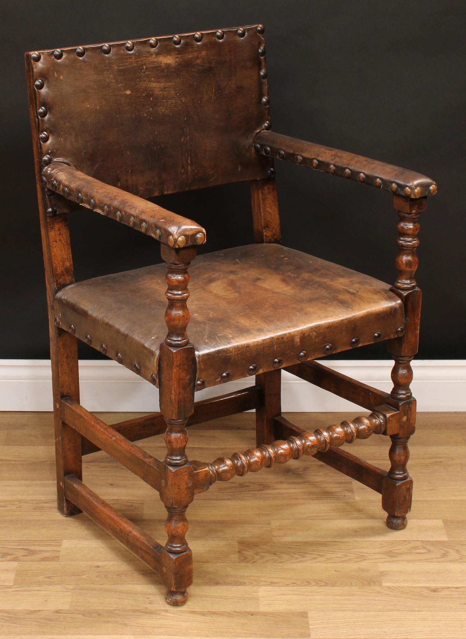 A pair of Cromwellian Revival open armchairs, in the manner of Augustus Welby Northmore Pugin, - Image 4 of 6