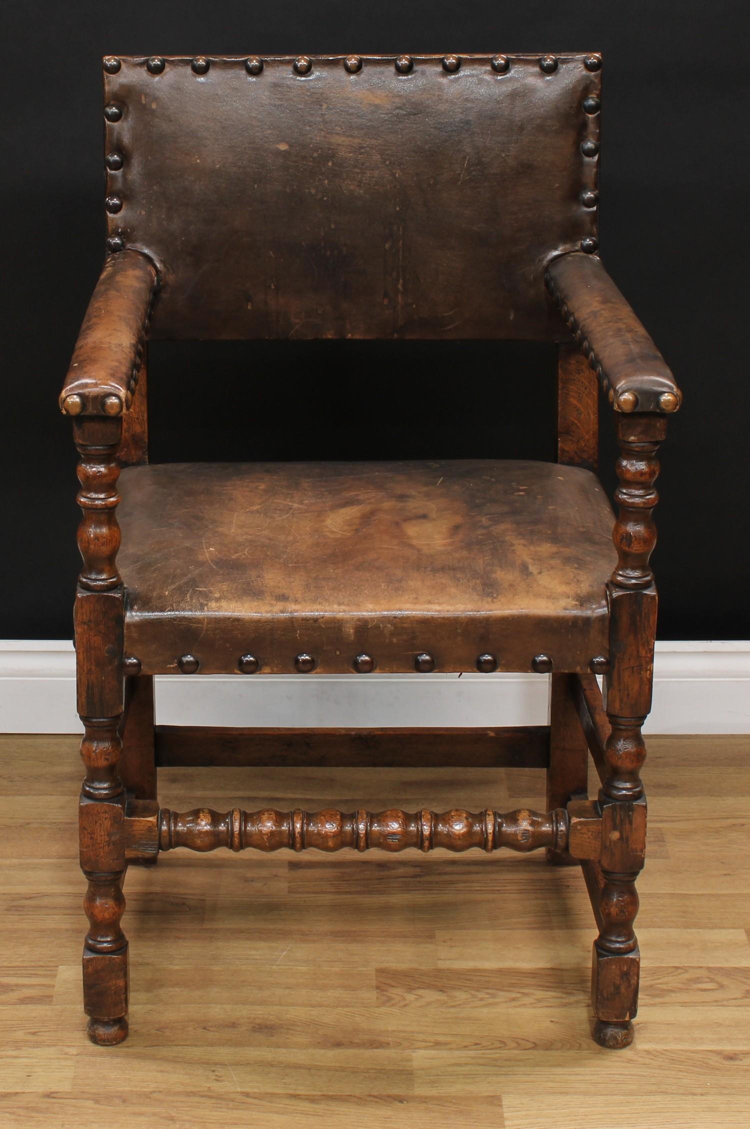 A pair of Cromwellian Revival open armchairs, in the manner of Augustus Welby Northmore Pugin, - Image 3 of 6