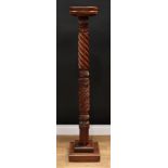 A 19th century style mahogany statuary pedestal or torchere, 141cm high, 24cm diameter