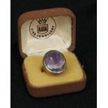 A Blue John and white metal ring