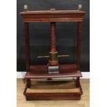 A substantial Victorian book press, 129cm high, 82cm wide, 48.5cm deep