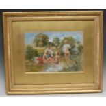 Impressionist School (20th century) Nude Bathing oil, 26.5cm x 37cm