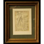 After Picasso Figurative Study bears signature, dated 1959, pen and ink, 17cm x 10cm