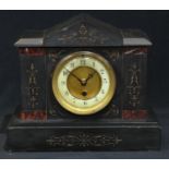 A Victorian black slate noir belge mantel clock, 24cm high, 28cm wide