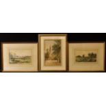 R W Arthur Rowse Cattle Grazing signed, watercolour, 14cm x 23cm; another, Windmill; etc (3)