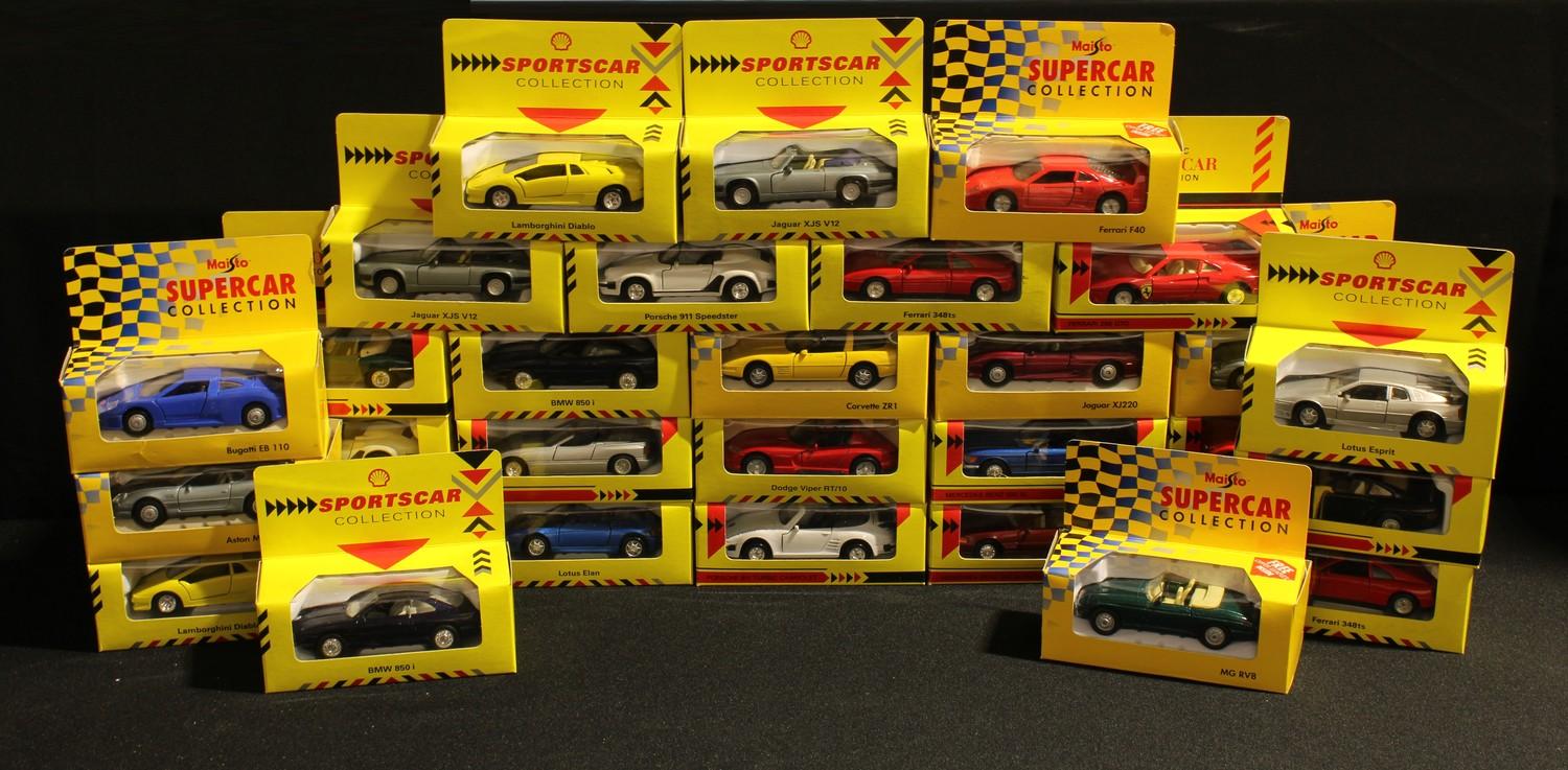 Toys - a collection of Shell Sportscar Collection models and Maisto Supercar Collection models, each