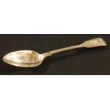 An early Victorian silver Fiddle pattern tablespoon, of Scottish Provincial interest, marked CJ