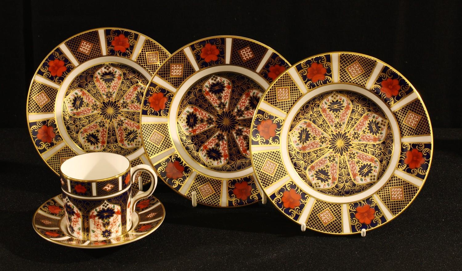 A Royal Crown Derby 1128 pattern coffee can and saucer, first quality; others, set of three side