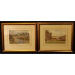 William Newlands A Pair, Returning Home and Thatched Farm signed, watercolour, 16cm x 23cm