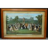 A late 19th century lithograph, The Royal Family of Great Britain, maple frame, glazed, 73cm x 107cm