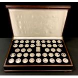 Birmingham mint collection, forty one silver coins (+1 duplicate) and plaque depicting Kings and