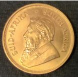 A South African Krugerrand 1oz Coin, 1975, 34 grams
