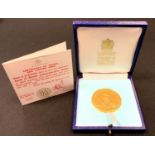 Boxed Battle of Britain Commemorative Medal, coined in hall-marked 22ct gold, from an edition of