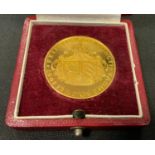 Liechtenstein Royal Wedding 1967 Hans Adam Marie Kinsky gold on silver; 35 mm Obv : Facing busts