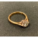 A diamond solitaire ring, round brilliant cut diamond, approx 0.50ct, illusion collar crown,