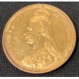 A Victorian Jubilee Head full gold gold sovereign, 1887