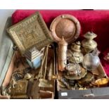 Metal Ware - horse brasses; fire side implements; oil lamps; etc This lot must be collected from S44