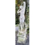 A reconstituted stone figure, nude. 146.5cm high. This lot must be collected from S44 5SU on