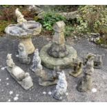 Reconstituted stone garden ornaments- gnomes , windmill etc. (11) This lot must be collected from