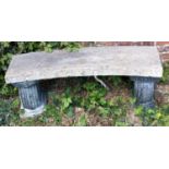 A reconstituted stone oriental curved bench. 41cm high x 120cm wide. This lot must be collected from