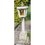 A reconstituted stone garden lamp. 146cm high x 37cm. This lot must be collected from S44 5SU on