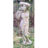 A reconstituted stone figure, nude lady. 115cm high. This lot must be collected from S44 5SU on