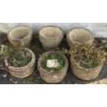 Six reconstituted stone planters. This lot must be collected from S44 5SU on Friday 23/4/21