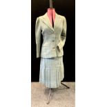 A Busvine Limited teal tweed brown check, two piece country suit, c.1930?s, labeled 4 Brook