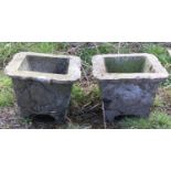 A. pair of reconstituted stone planters. 33cm high x 45cm square. This lot must be collected from