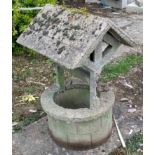 A reconstituted stone wishing well. 80cm high x 54cm wide. This lot must be collected from S44 5SU