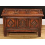 Miniature Furniture - a 17th century style oak blanket chest, of pegged construction and 'child's