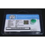 Loose Gemstones - a certified natural emerald (Beryl), oval mixed cut, 7.2cts, GLOA certificate