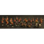 Toys - a collection of miniature painted lead semi flat guardsman and bandsmen figures; other