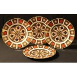 A set of four Royal Crown Derby Imari 1128 pattern side plates, 21.5cm diameter, printed marks,