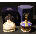 A Royal Crown Derby paperweight, Royal Crown, One Hundred Royal Years, 1890 - 1990, gold stopper,
