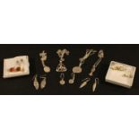 Jewellery - four silver pendants on chain; amber and silver earrings; Kiwi earrings and four other