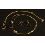 A 9ct gold Whitby jet necklace, marked 375, 4.92g, Original Whitby Jet Shop box; another 9ct gold