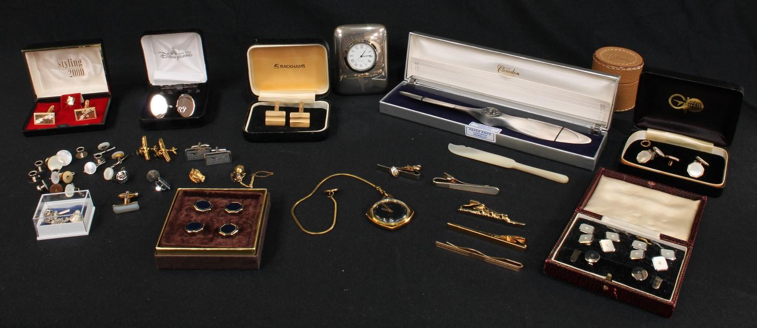 Gentlemen's Accessories - pairs of cuff links, tie clips, collar studs, some in boxed sets, a
