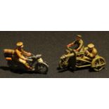 Toys - W Britain (Britains) Motor Machine-gun Corps motorcycle and rider from set No.199 and a