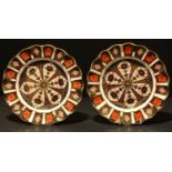 A matched pair of Royal Crown Derby Imari 1128 pattern shaped circular dessert plates, 21.5cm