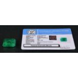 Loose Gemstones - a certified natural emerald (Beryl), 25.15 cts, rectangular step cut, GLOI