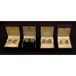 A pair of 9ct gold tied knot earrings, 9ct gold backs, marked 375, boxed; three other pairs of 9ct