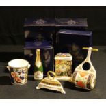 A Royal Crown Derby miniature model of an iron, Traditional Imari pattern, first quality, boxed; a